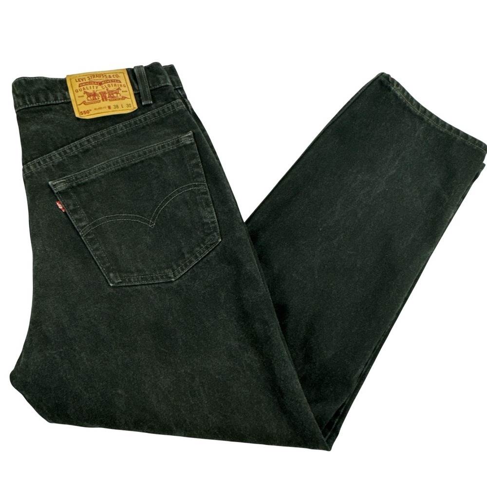 Vintage Levis 550 Jeans Mens 38x30 Gray Charcoal Relaxed Tapered Denim 90s USA